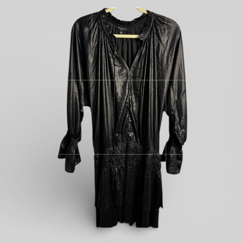 Current Air Black emo puffy dress large fairy grunge v neck ties gothic